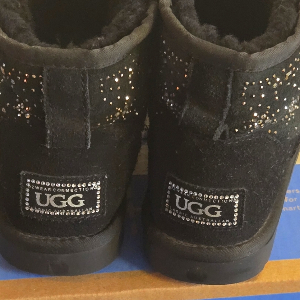 UGG Black Bling Stud Boots Classic Mini - AUSTRALIAN